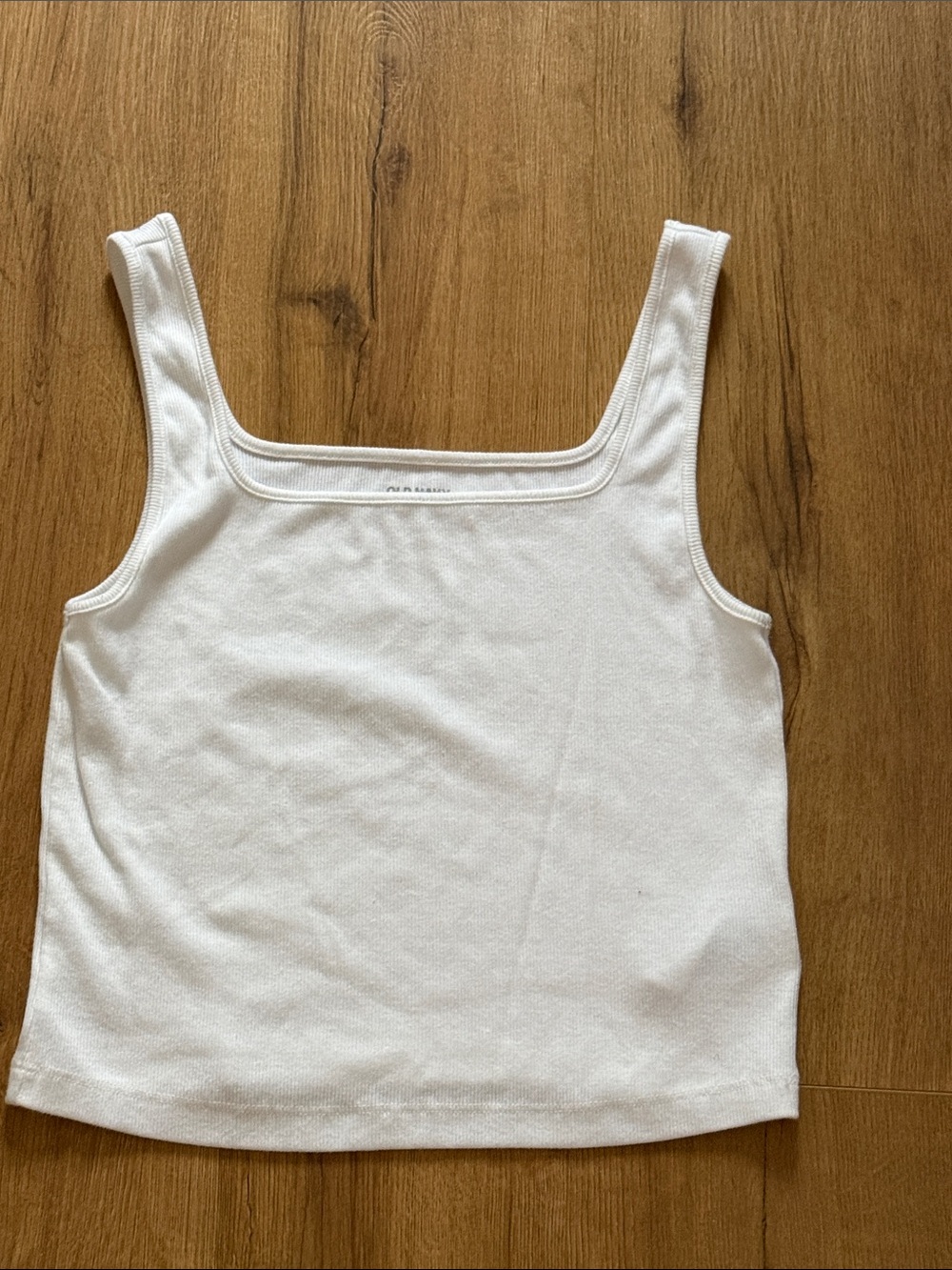 Old Navy White Ribbed Square-Neck Tank